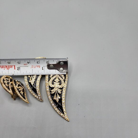 Butler Jewelry Crystal Leaf Brooch Earrings + Elephant Pin Vtg Costume Set - Picture 7 of 13